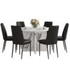7 Piece Round Dining Table Set, Modern Round Table And 6 Upholstered Chairs For Dining Room, Kitchen Room, Living Room - White / Black - Image 11