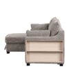Pull Out Sleeper Sofa L-Shaped Couch Convertible Sofa Bed With Storage Chaise, Storage Racks And USB Ports - Light Brown - Image 22