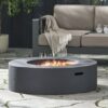 Modern Lightweight Concrete Outdoor Circular Fire Pit 50, 000 Btu - Dark Gray - Image 6
