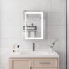 20 X 28" Bathroom Medicine Cabinet With Mirror Wall Mounted LED Bathroom Mirror Cabinet With Lights, Anti-Fog, Waterproof, Dimmable, 3000K~6000K, Single Door, Touch Swich, Storage Shelves - Silver - Image 4
