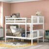 Full Over Full Bunk Bed With Ladder For Bedroom - White - Image 9