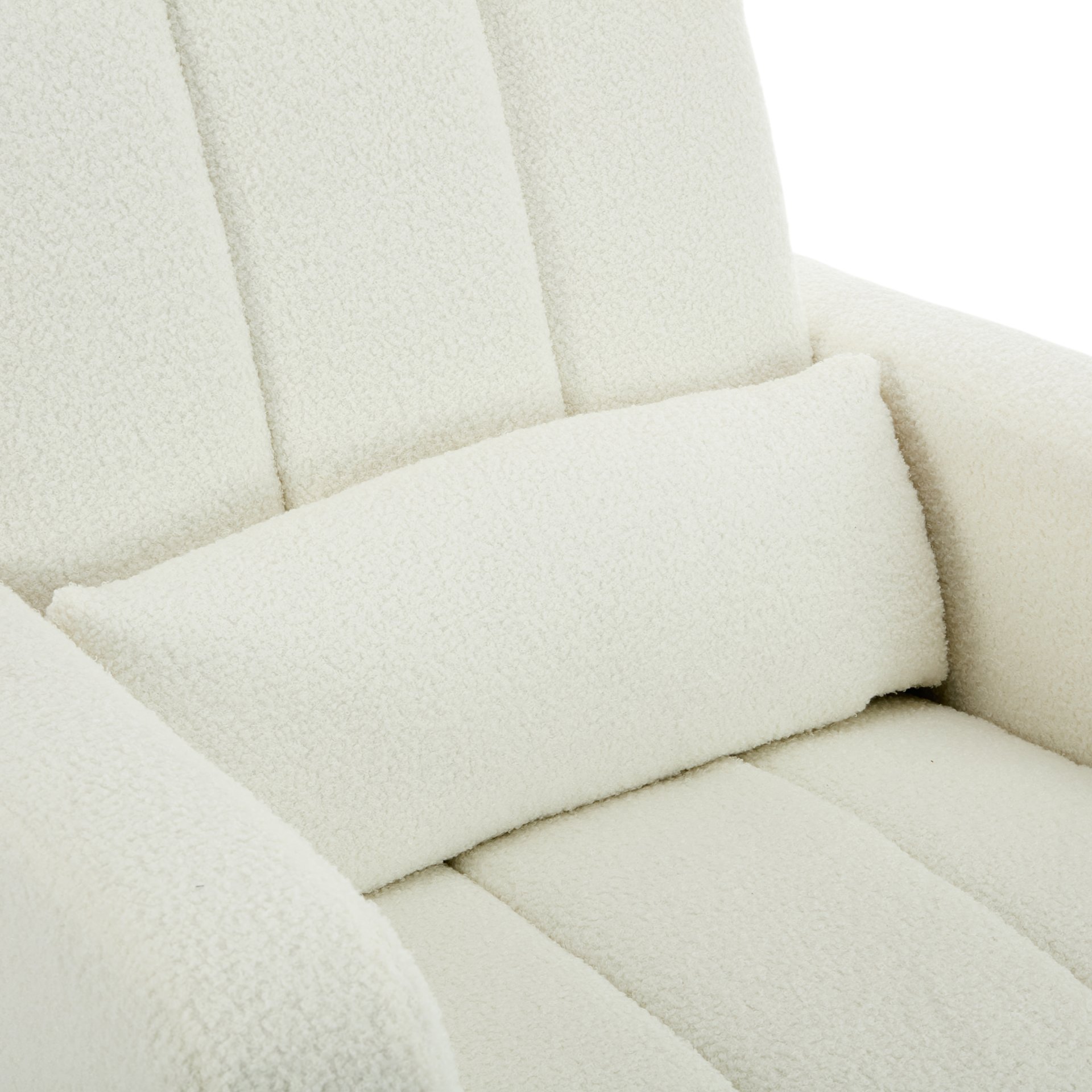 Accent Rocking Chair With Pillow, Spacious & Comfortable Seating For Living Room Or Bedroom - Cream White - Image 9