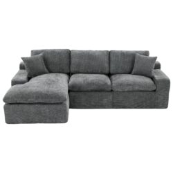 Cloud Sectional Sofa Upholstered Sofa Couch With Double-Layer Cushion And Side Pockets, Free Combined Sectional Sofa Full Compressed Sofa For Living Room - Gray