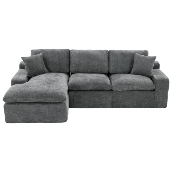 Cloud Sectional Sofa Upholstered Sofa Couch With Double-Layer Cushion And Side Pockets, Free Combined Sectional Sofa Full Compressed Sofa For Living Room - Gray