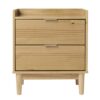 Mid Century Modern 2 Drawer Nightstand - Natural Pine - Image 2