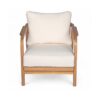 Outdoor Lounge Chair With Woven Backrest, Solid Wood Frame, Comfortable Cushions - Teak - Image 5