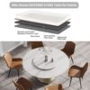 59.05" Modern Artificial Stone Round Carbon Steel Base Dining Table, Can Accommodate 6 People Artificial Stone Turntable - White - Image 9