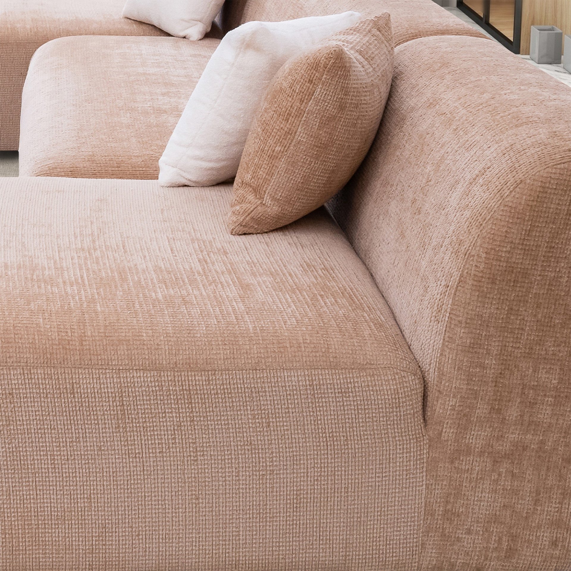 Audrey - U Shape Corner Sofa - Peach - Image 4