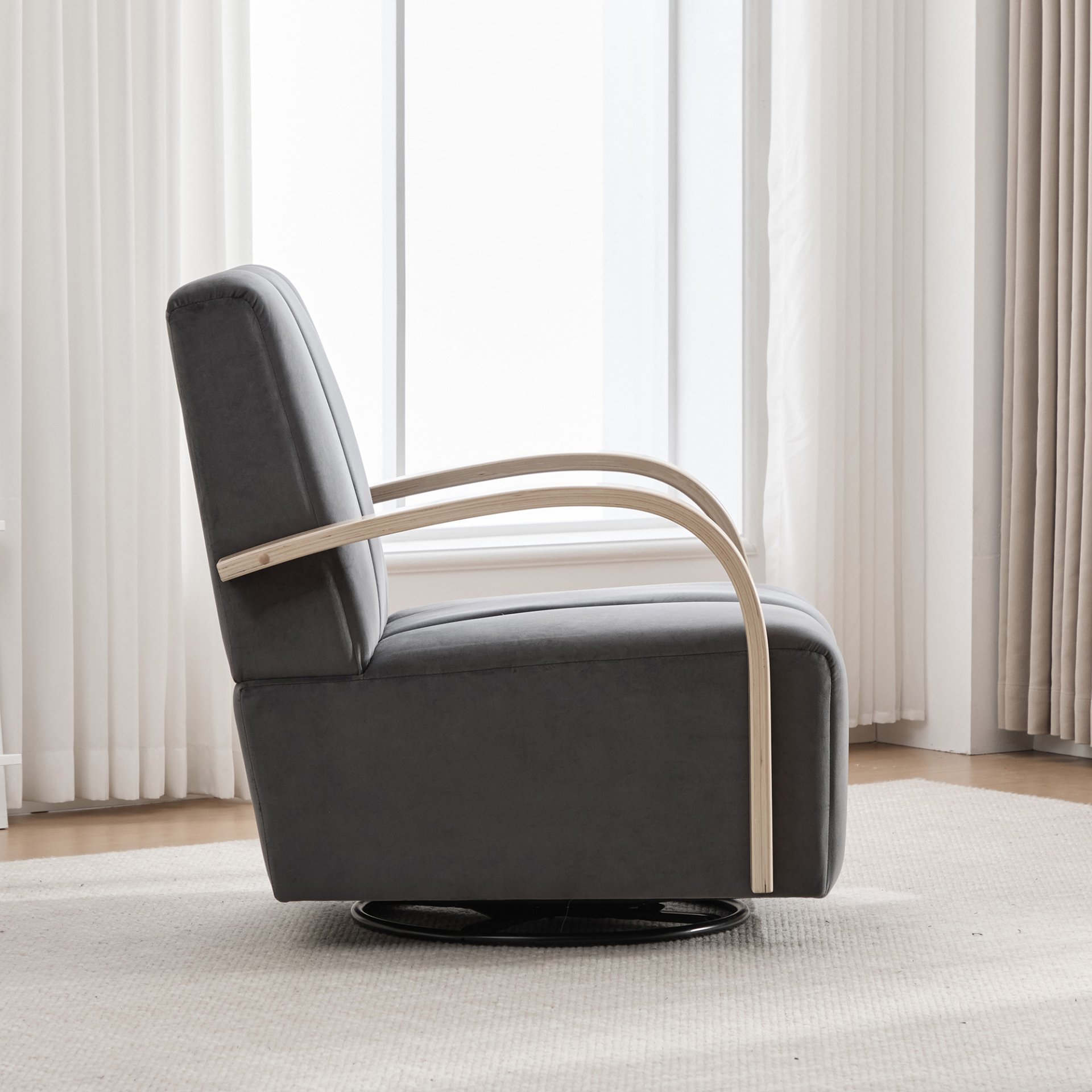 360° Swivel Accent Chair With Armrests - Charcoal - Image 7