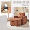 Multifunctional Chenille Recliner Sofa With Storage And Phone Bracket For Living Room Or Bedroom - Orange - Image 8