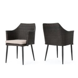 Kenneth - Outdoor Dining Chairs (Set of 2) With Cushions - Brown Multi