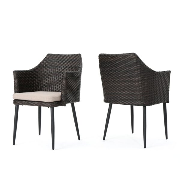 Kenneth - Outdoor Dining Chairs (Set of 2) With Cushions - Brown Multi
