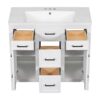 Bathroom Vanity Cabinet With Resin Integrated Sink 4 Drawers, 2 Doors - White - Image 25