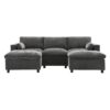 Modular Sectional With Storage Pockets, 5 Seat U Shaped Couch Set With Pillows Free Combination Modern Cloud Sofa With 2 Movable Ottoman - Dark Gray - Image 22