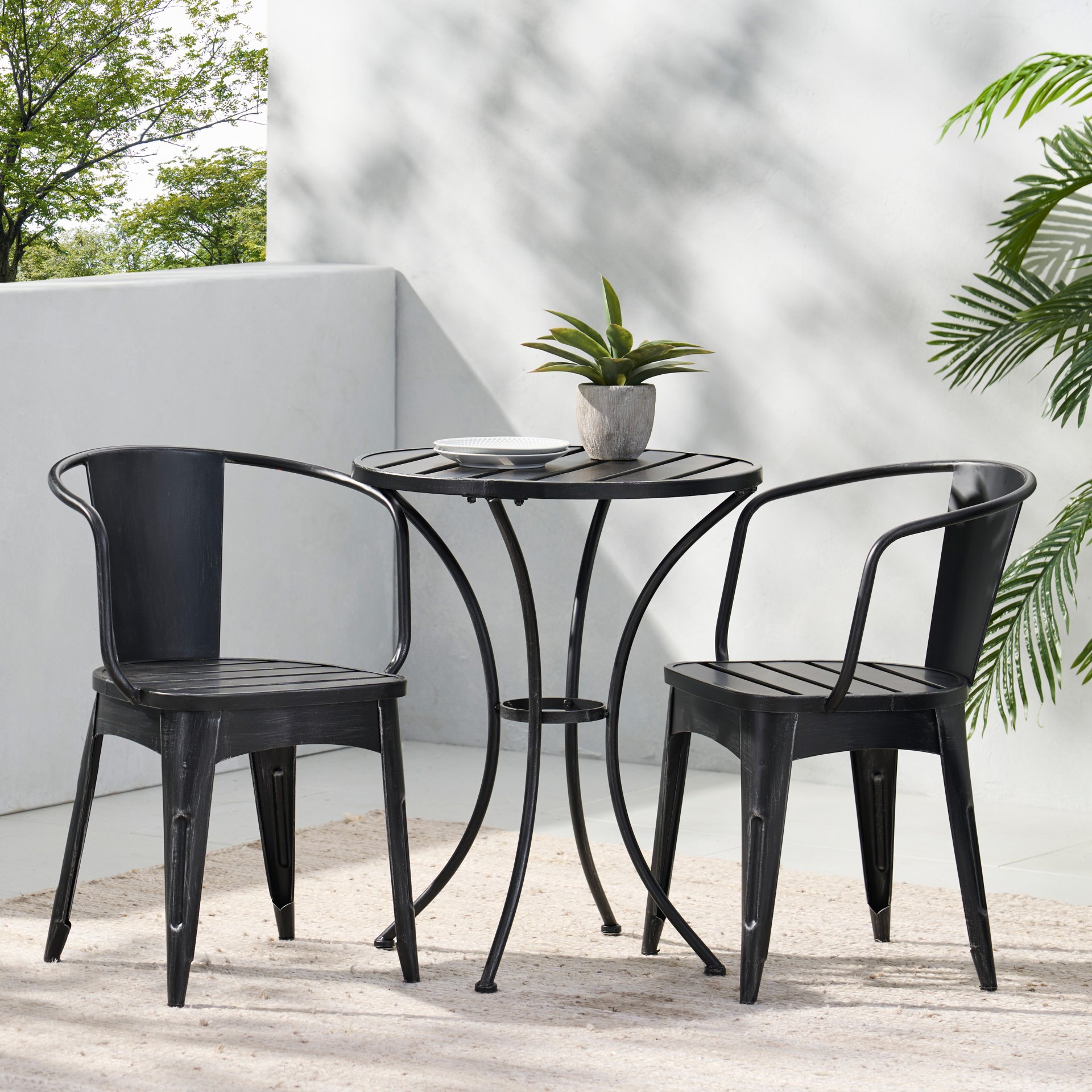 Yearn - 3 Piece Bistro Set With Table And 2 Chairs - Black - Image 2