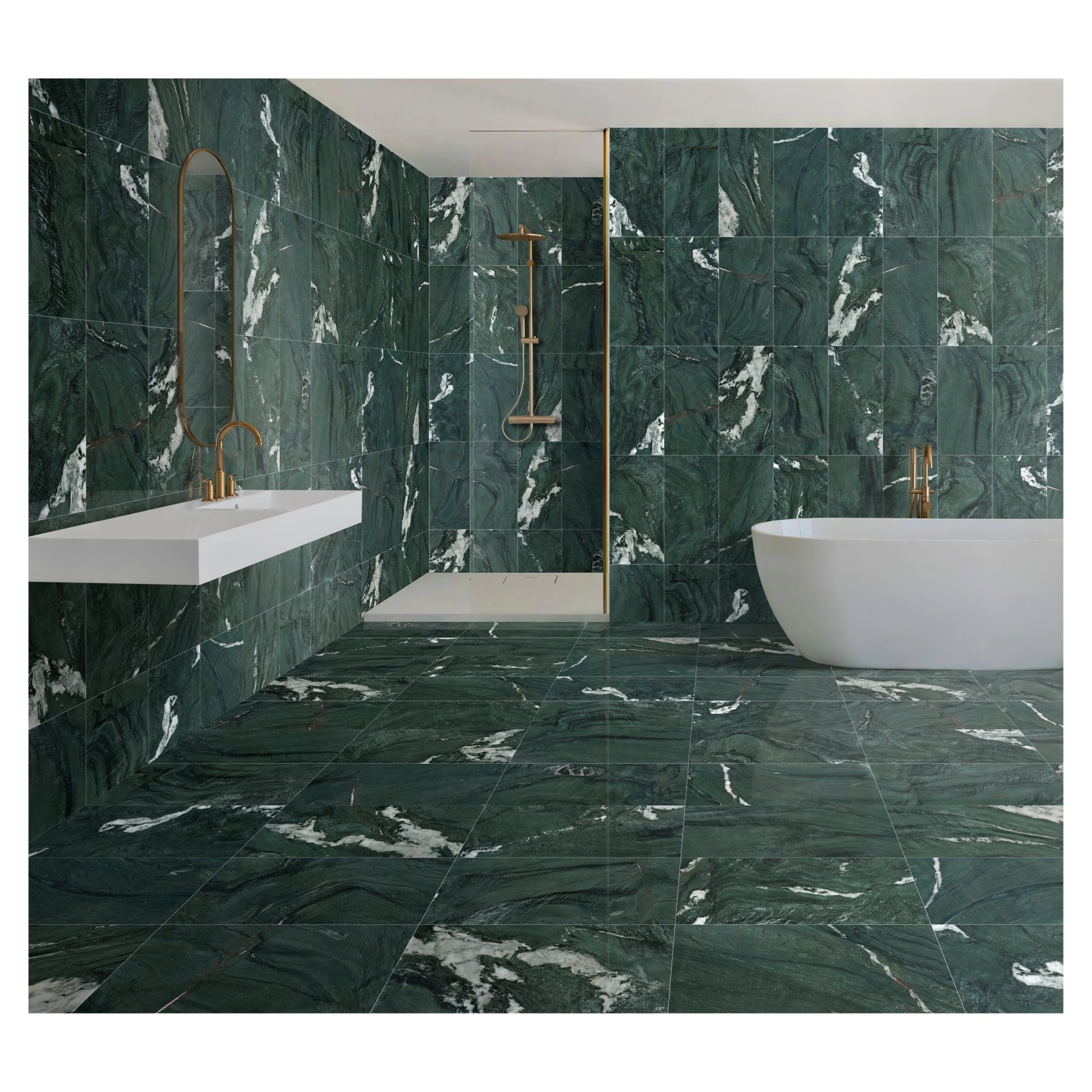 Diamond Polished Marble Tile For Wall And Floor Stone 12 X 24" - Green / Green Multi - Image 2