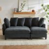 Upholstered L Shaped Sectional Sofa With Storage, Movable Ottoman, And 6 Throw Pillows - Black - Image 9