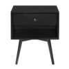 Mid-Century Modern Single Drawer Solid Wood Nightstand - Black - Image 2