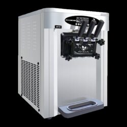 Commercial Desktop Ice Cream Machine, 25-30L / H Production Capacity, With 2X6L Hopper, 2000W Power, Soft Ice Cream Machine For Restaurants And Snack Shops, Three Flavors - Silver
