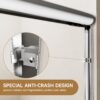 Aluminum Frame Double Sliding Soft Close Shower Door, 1 / 4" Tempered Glass And Dual 304 Stainless Steel Handles - Chrome - Image 10