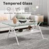 Rectangle Coffee Table With Tempered Glass Top And Metal Legs, Modern Table For Living Room - Transparent / White - Image 6