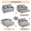 Loveseat Sofa Pull Out Sofa Bed Sleeper Sofa With A Reversible Backrest Cushion, Side Pockets, 2 USB Ports And A Phone Holder For Living Room - Gray - Image 10