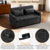 Contemporary Loveseat Sofa Bed Sleeper With Reversible Backrest Side Pockets USB Ports Phone Holder Chenille - Black - Image 7