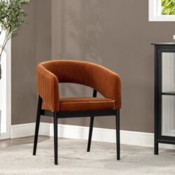 Mirah - Modern Open Barrel Dining Chair - Burnt Orange
