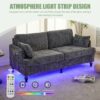 Modern Style Chenille 2 Seater Sofa With LED Light, USB Port, And Storage Bag - Gray - Image 9