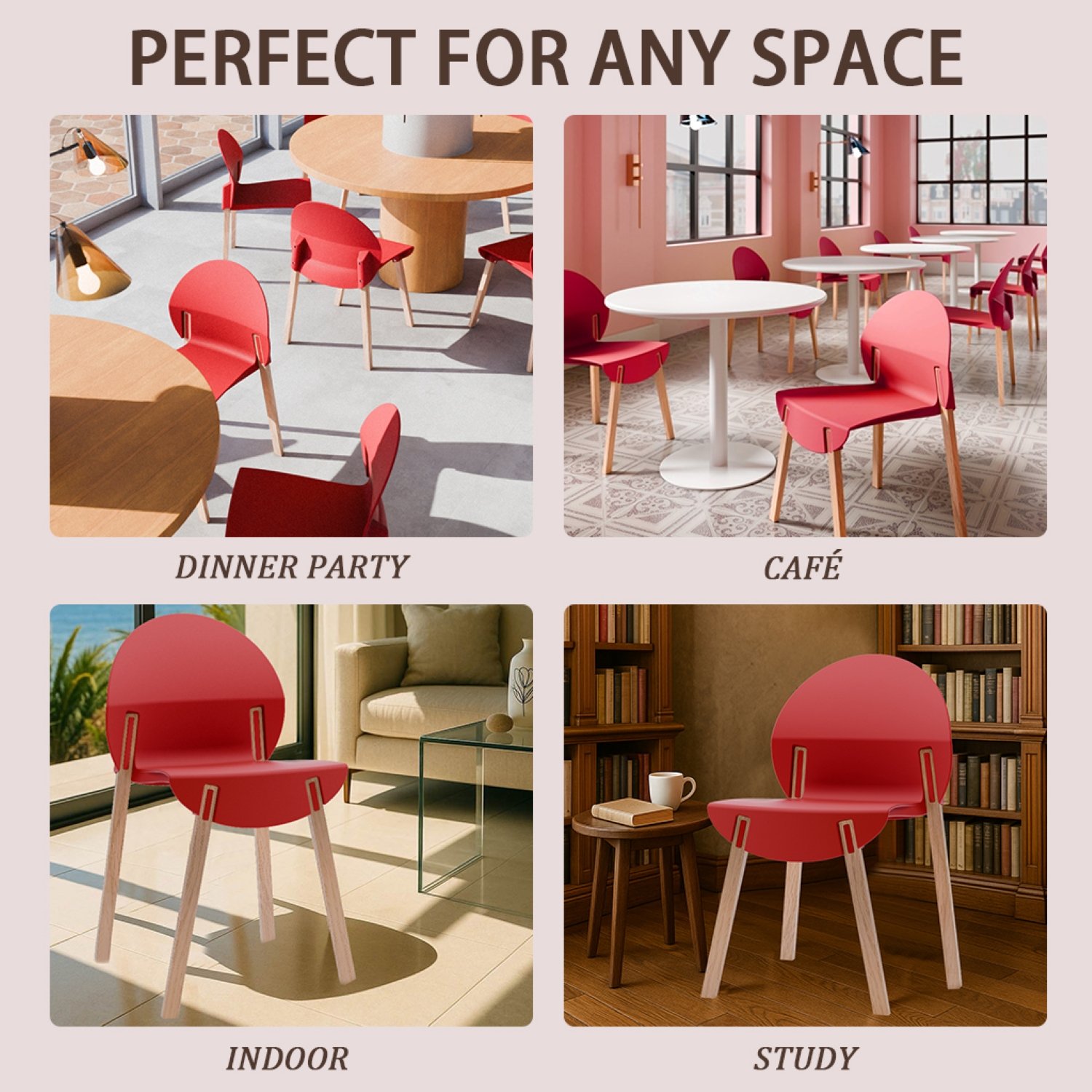 4 Piece Set Of Single Chairs With A Design Combining Modern And Traditional Elements, Durable And Comfortable - Crimson - Image 14