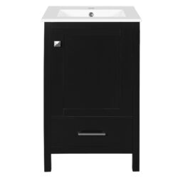 20" Bathroom Vanity With Sink, Soft Close Drawers, Door Organizer, Divider Drawer, Adjustable Foot Pads - Black
