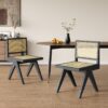 Chandigarh - Dining Room Chairs, Kitchen Chairs Side Chairs (Set of 2) - Black / Natural - Image 2