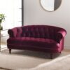 La Rosa - Victorian Chesterfield Loveseat - Burgundy - Image 7