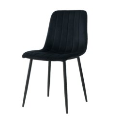 Indoor Velvet Dining Chair, Modern Kitchen Dining Chair With Cushion Back, Upholstered Side Chair With Coated Metal Legs, Family Kitchen Dining Room And Living Room (Set of 4) - Black