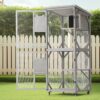 Large Cat House Outdoor Catio Cat Enclosures On Wheels, Kitty House With Upgraded Resting Box Waterproof Roof - Gray - Image 2