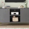 Modern TV Stand For TVs Up To 55", Entertainment Center Media Console, Adjustable Shelf, Metal Legs, Handles And Anti-Tip Device For Living Room - Gray - Image 4