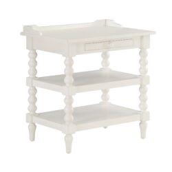 Aria - Nightstand With Styling, 2 Shelves, Pull Out Tray, Spool Turned Legs - Antique White