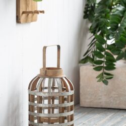 Decorative Lantern With Handle, Wooden Lantern For Indoor Outdoor, Home Garden Wedding - Silver