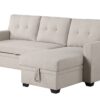 Upholstered Pull Out Sectional Sofa & Chaise - Beige - Image 3