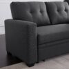 Upholstered Pull Out Sectional Sofa & Chaise - Dark Gray - Image 13