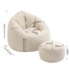 Bedding Bean Bag Sofa Chair High Pressure Foam Bean Bag Chair Adult Material With Padded Foam Padding Compressed Bean Bag With Footrest - Beige - Image 3