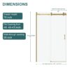 Single Slide Shower Door With 8Mm Tempered Glass And Stainless Steel Frame - Gold - Image 3
