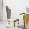 Gorgeous Streamlined High Back Fabric Stainless Steel Dining Chair (Set of 2) - Gold / Gray - Image 2