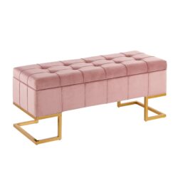 Midas - Contemporary / Glam Storage Bench - Gold / Pink