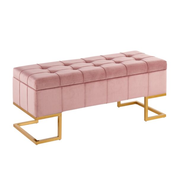 Midas - Contemporary / Glam Storage Bench - Gold / Pink