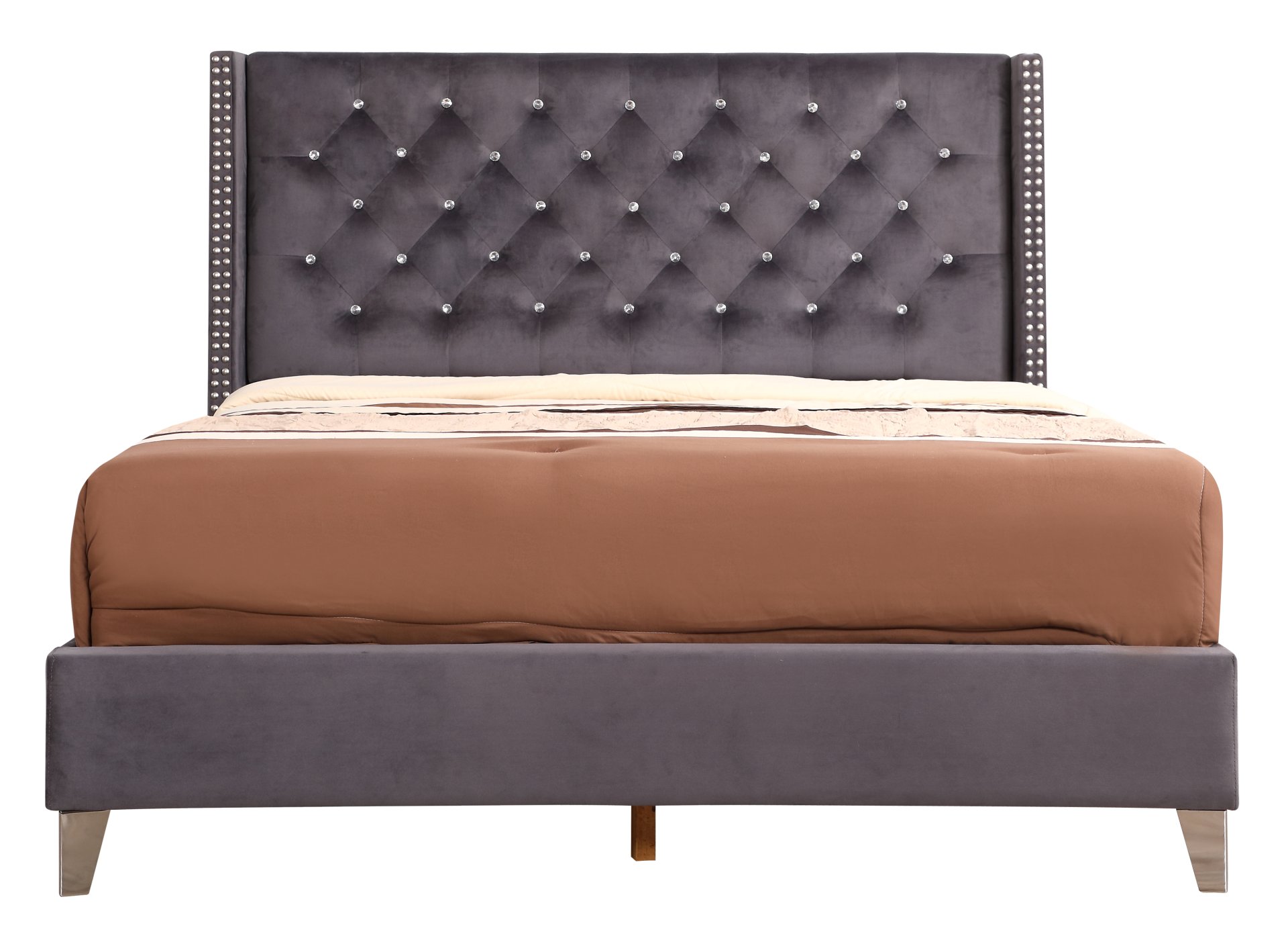Full Upholstered Transitional Bed - Gray - Image 6