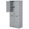 Stylish Bathroom Storage Cabinet With 2 Laundry Baskets - Gray - Image 14