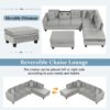 Modern Sectional Sofa With Storage Ottoman, L - Shape Couch With 2 Pillows And Cup Holders - Gray - Image 5