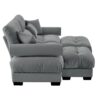 Modern Over Size Velvet 2 Seater Sofa With Ottoman And Round Bolster Armrests - Gray - Image 14