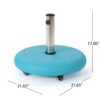 Stylish Round Wheelie - Umbrella Base With Stainless Steel Holder - Teal Concrete - Image 3